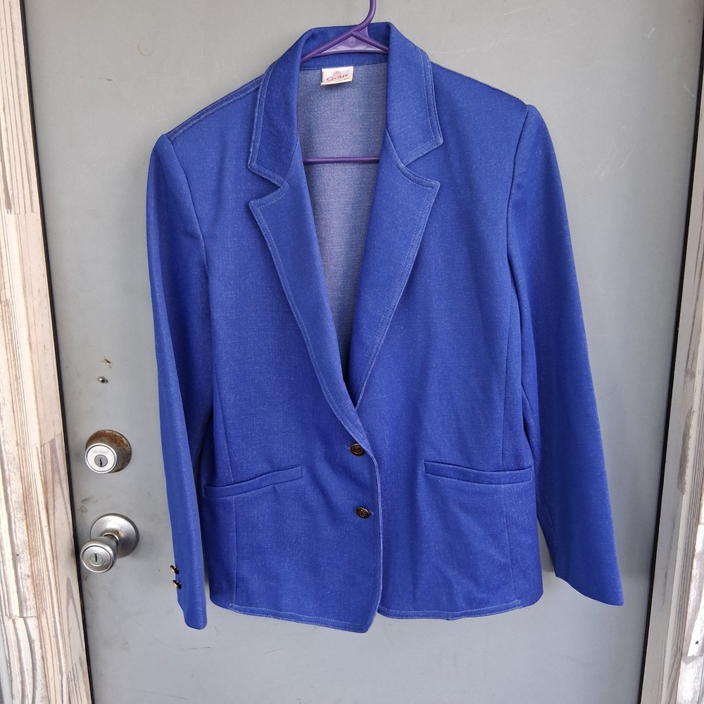 Vintage Graff Californiawear Royal Blue Two Button Blazer Jacket Size 12 USA
